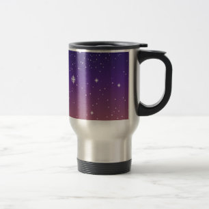 Purple and Gold Starry Sunset Sky Travel Mug