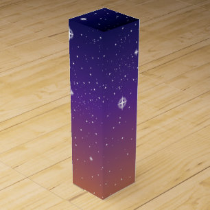 Purple and Gold Starry Sunset Sky Wine Gift Box