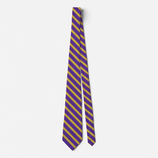 Purple And Gold Striped Neck Tie (Front)