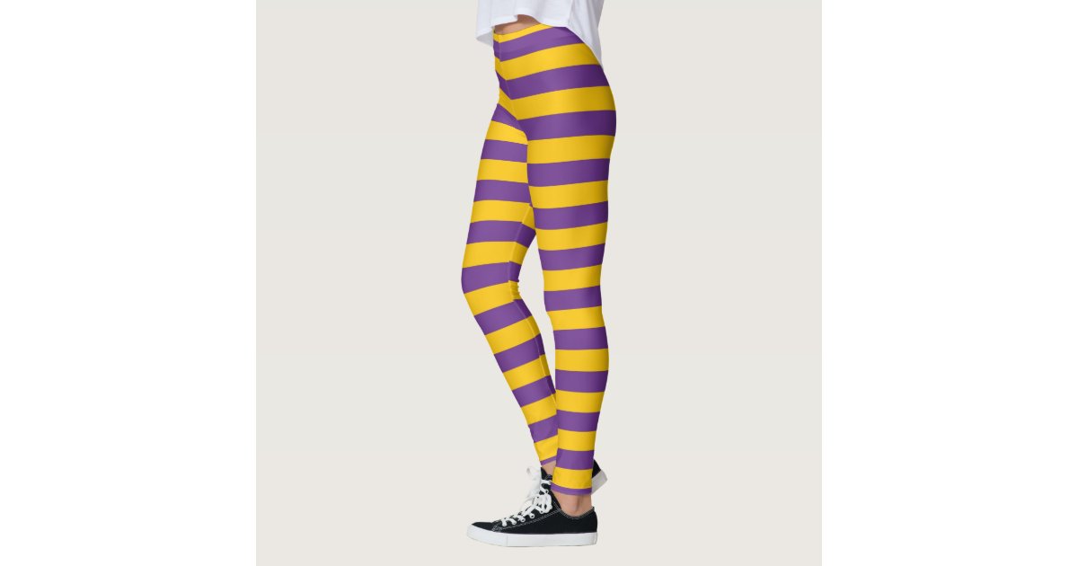 Purple Gold and Green Striped Mardi Gras Leggings