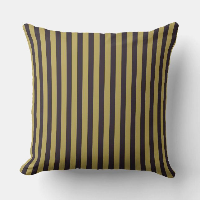 Purple and Gold Stripes Throw Pillow (Front)