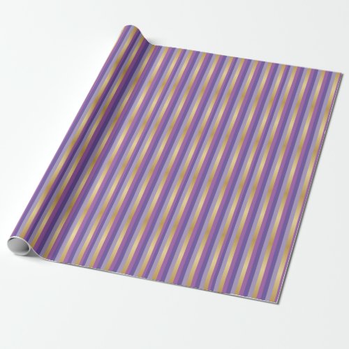 Purple and Gold Stripes Wrapping Paper