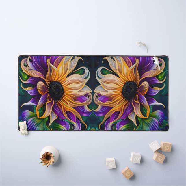 Purple and Gold Sunflower Art Desk Mat (Kids Table)