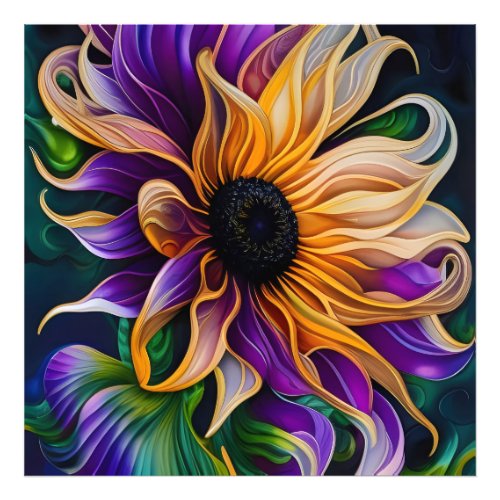 Purple and Gold Sunflower Art Photo Print