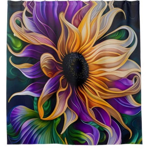 Purple and Gold Sunflower Art Shower Curtain