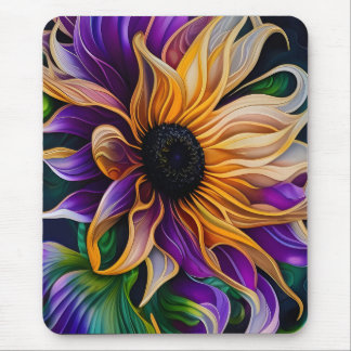 Purple and Gold Sunflower Mouse Pad