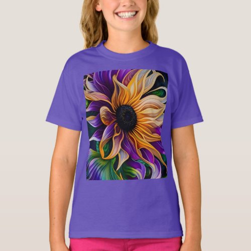 Purple and Gold Sunflower  T_Shirt