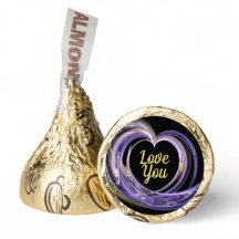 Purple and Gold Swirl Fractal Heart | Love You