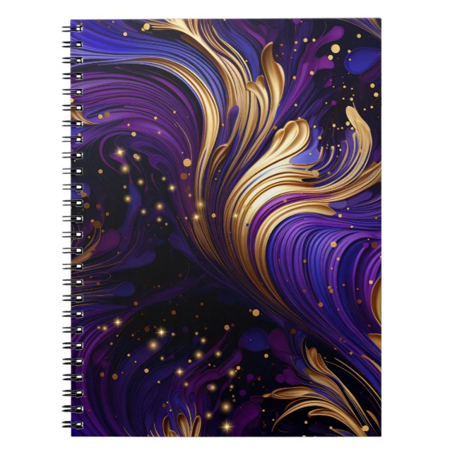 Purple and Gold Swirls Notebook (Front)