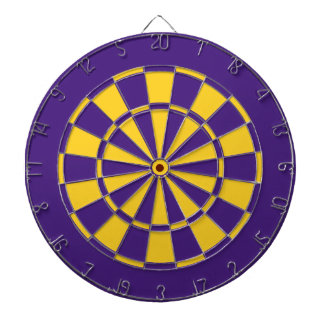 Purple and Gold Team Colors Dartboard and Darts