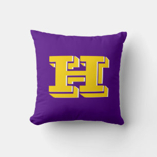 Purple and Gold Team Pride Monogram Throw Pillow