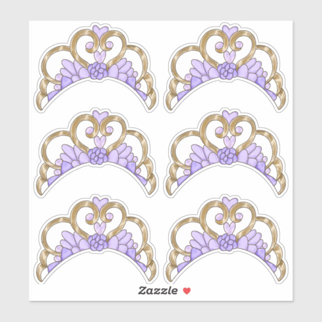 Purple and Gold Tiara Sticker Sheet (Sheet)