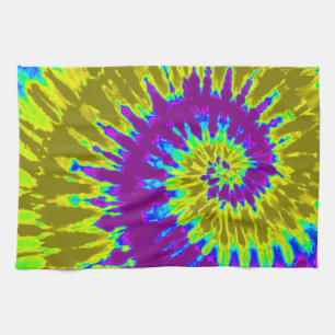 Purple and Gold Tie Dye Kitchen Towel