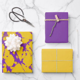 Purple and Gold Tie Dye Wrapping Paper Sheets