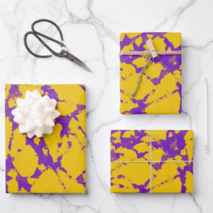 Purple and Gold Tie Dye Wrapping Paper Sheets