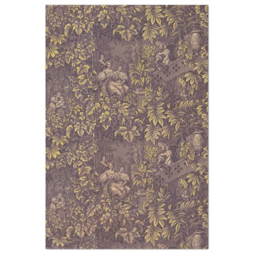 Purple and gold toile decoupage paper
