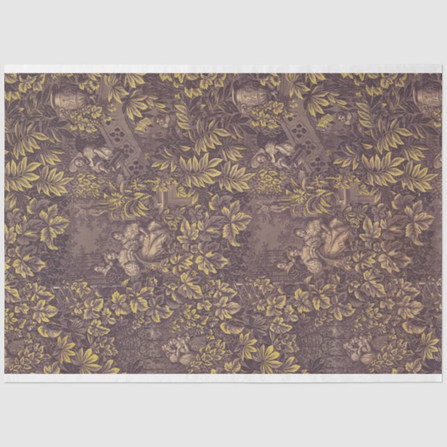 Purple and gold toile decoupage paper (Front)