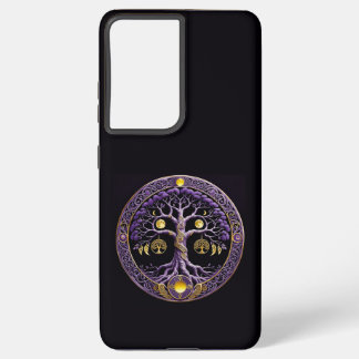 Purple and Gold Tree of Life Mandala Samsung Galaxy S21+ Case
