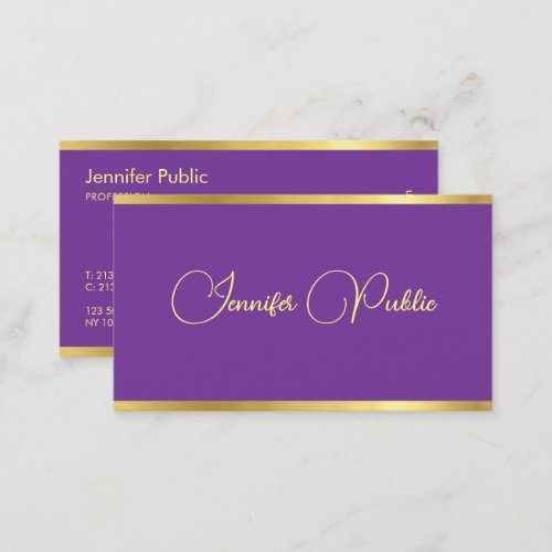 Purple And Gold Typography Script Modern Template Business Card