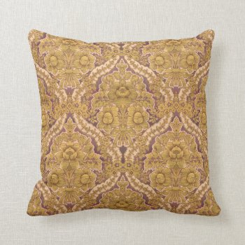 Purple And Gold Victorian Floral Damask Throw Pillow by JoyMerrymanStore at Zazzle