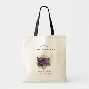 Purple and Gold Vintage Chic Wedding Welcome Tote Bag