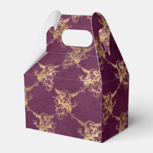 Purple and Gold Vintage Dragon Favor Boxes