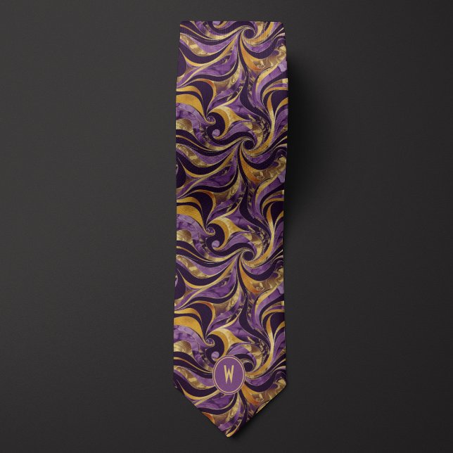 Purple and Gold Vortex Abstract Neck Tie (Creator Uploaded)
