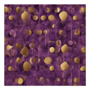 Purple and Gold Wall Abstract Art Poster