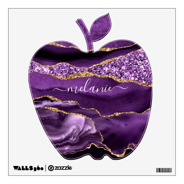 Purple and Gold Wall Decal with Custom Name (Front)