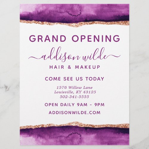 Purple And Gold Watercolor Business Flyer