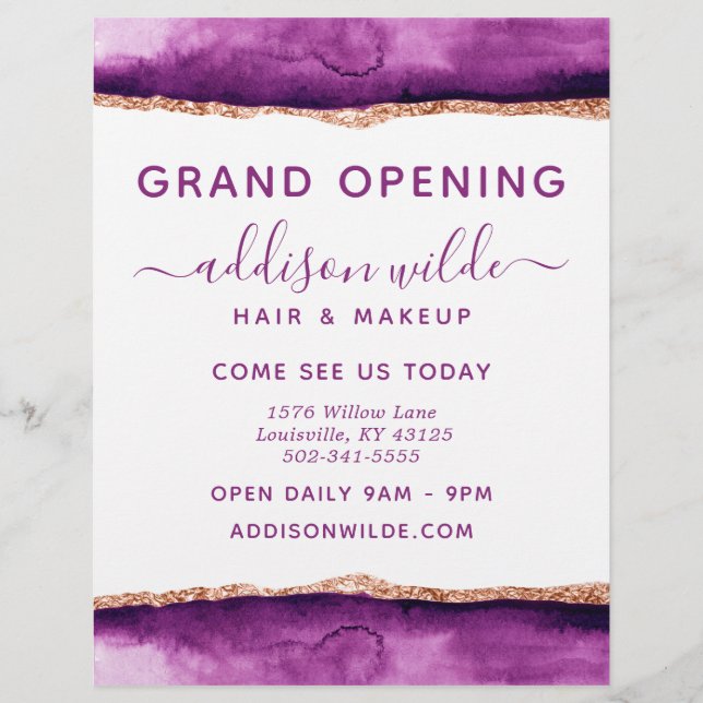 Purple And Gold Watercolor Business Flyer (Front)