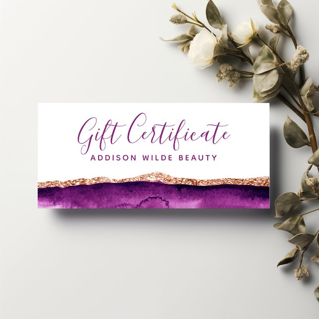 Purple And Gold Watercolor Gift Certificate (Creator Uploaded)