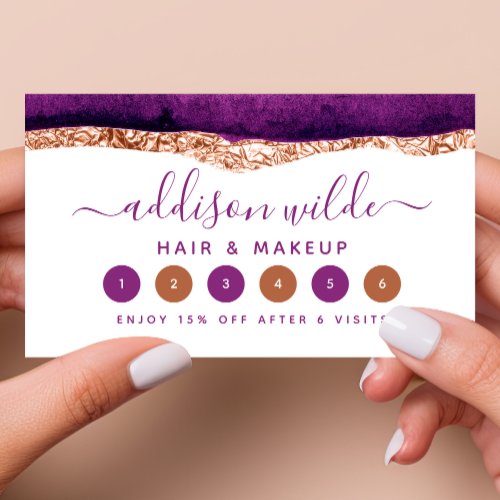 Purple And Gold Watercolor Loyalty Card