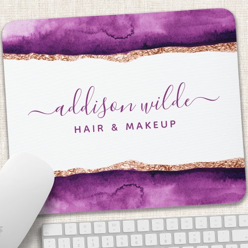 Purple And Gold Watercolor Salon Mouse Pad