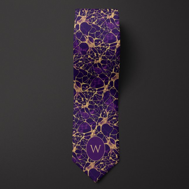 Purple and Gold Webbed Neural Pattern Neck Tie (Creator Uploaded)