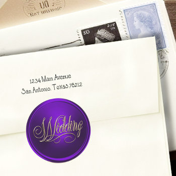 Purple And Gold Wedding Envelope Seal by TailoredType at Zazzle
