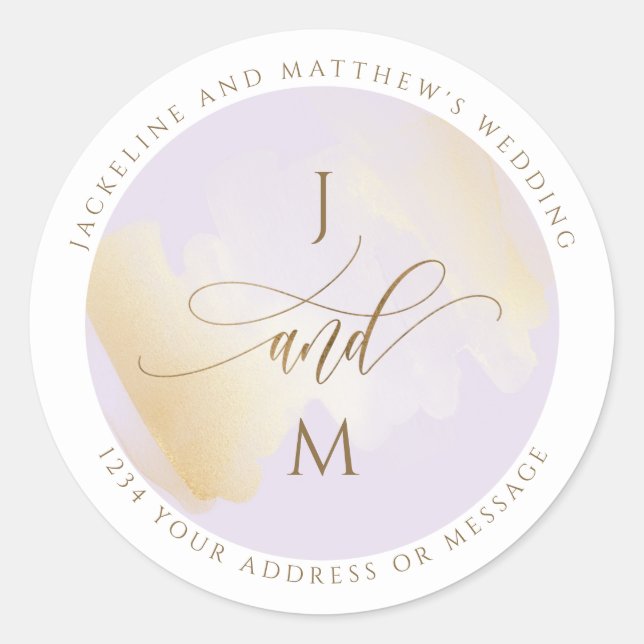 Purple and Gold Wedding Envelope Seal / Favor (Front)