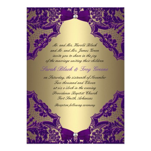 Purple Gold Wedding Invitations 1