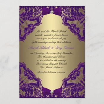Purple And Gold Wedding Invitation by party_depot at Zazzle
