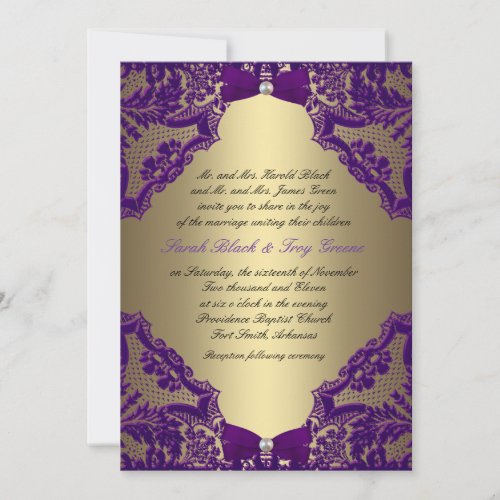 Purple and Gold Wedding Invitation