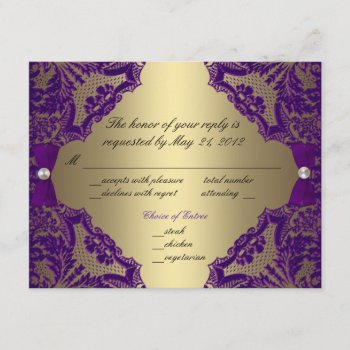 Purple And Gold Wedding Rsvp by party_depot at Zazzle
