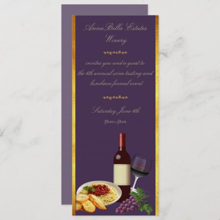 Purple And Gold Winery Luncheon Event Invitation