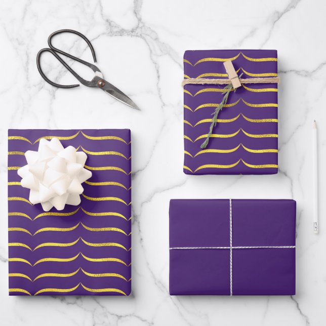 Purple and Gold  Wrapping Paper Sheets (Front)
