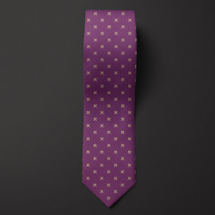 Purple and Gold Wrench Pattern Neck Tie