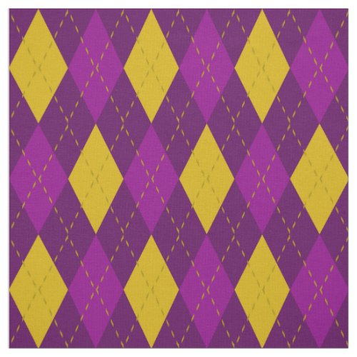 Purple and Gold Yellow Argyle Pattern Fabric