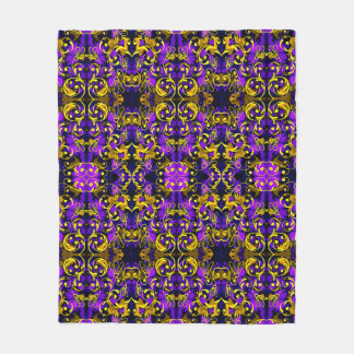 Purple and Golden Art Noveau Pattern Fleece Blanket