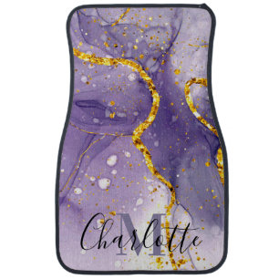 Purple and Golden Marble Car Floor Mat