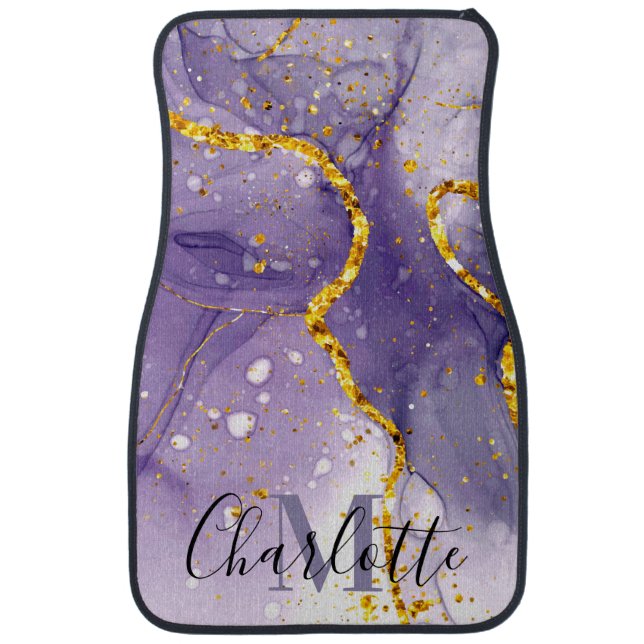 Purple and Golden Marble Car Floor Mat (Front)