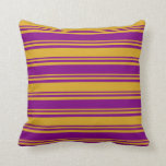 [ Thumbnail: Purple and Goldenrod Colored Pattern Throw Pillow ]