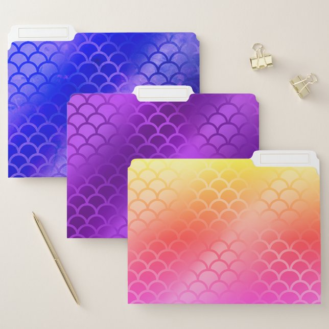Purple and gradient colors mermaid file folder (Set)